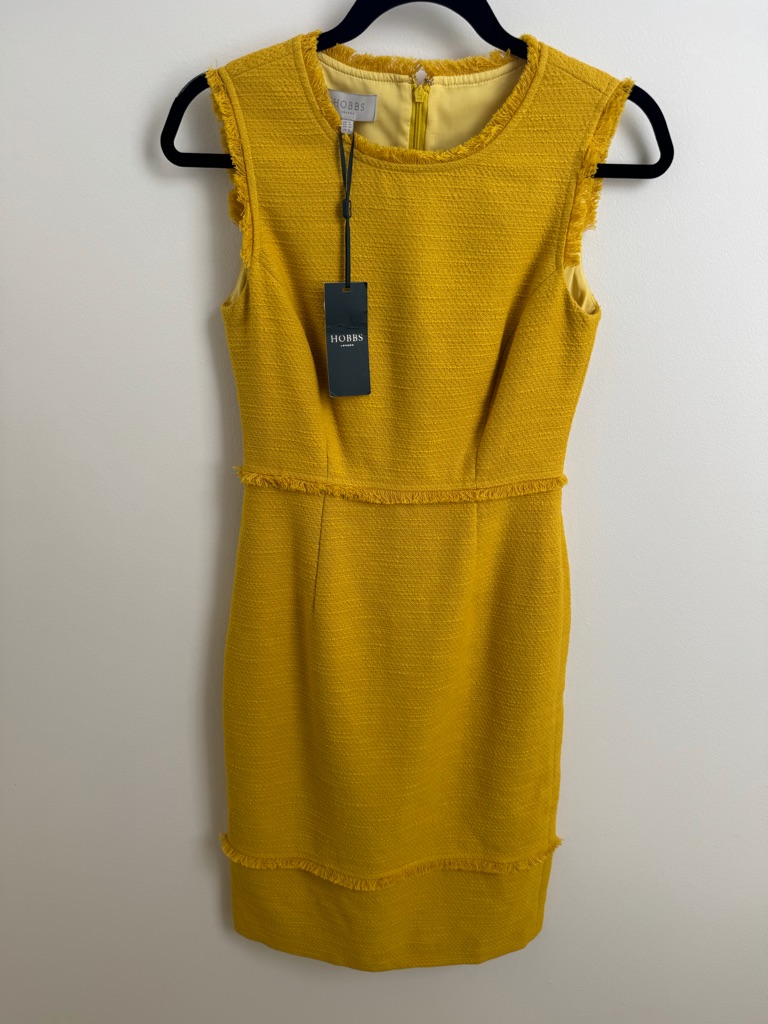 Hobbs Mustard Yellow Sleeveless Sheath Dress  Original Tags  Brand New